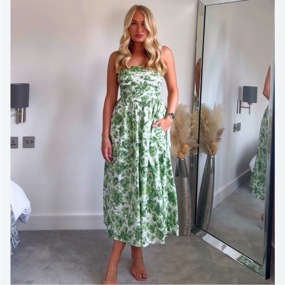 Abercrombie & Fitch Green and White Floral Midi Dress - Picture 4 of 7